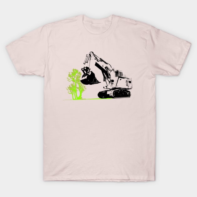 Digger Driver, Excavator, Tree T-Shirt by Kalle